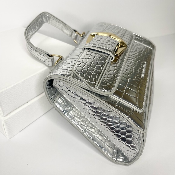 Silver Crocodile-Embossed Handbag - Picture 3 of 3